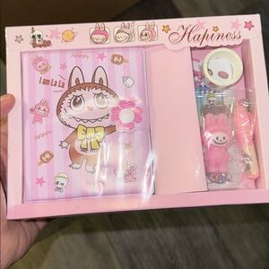 Cute Pink  Labubu Stationery Set